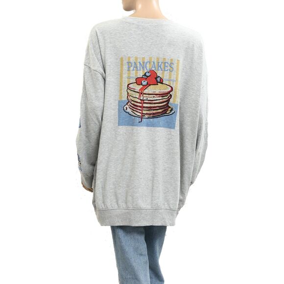 By Anthropologie Embroidered Crew-Neck Sweatshirt Top Oversized Cotton S 283674 - Picture 11 of 13